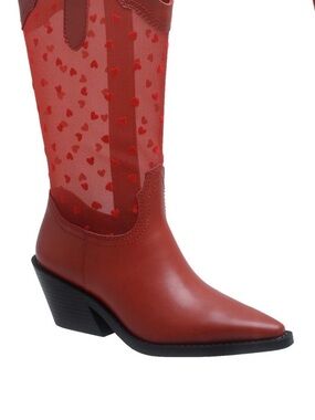 Wild Pair Red Heart Mesh Western Heel Boot